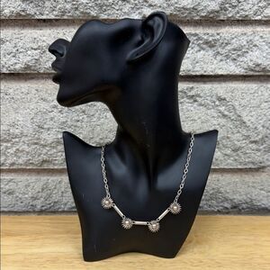 Elegant Sterling Silver 925 Taxco Necklace with Floral Accents 16”